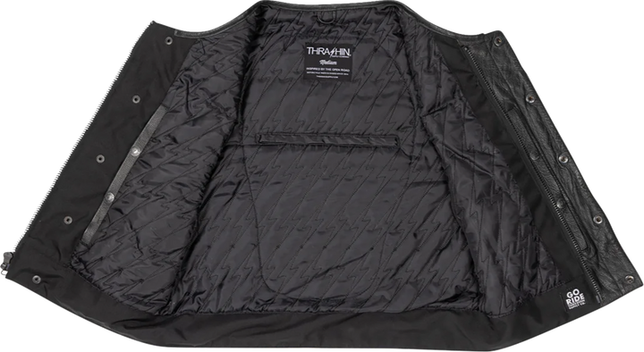 THRASHIN SUPPLY CO. Encinal Leather Shorty Riding Vest - Black - XL TMJ-17-11