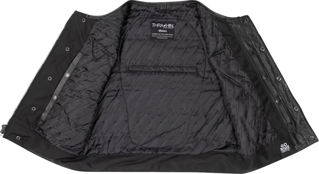 THRASHIN SUPPLY CO. Encinal Leather Shorty Riding Vest - Black - 2XL TMJ-17-12