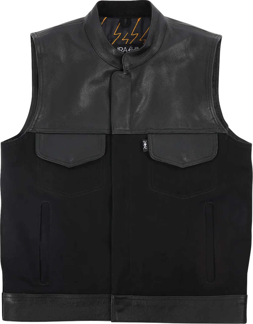 THRASHIN SUPPLY CO. Kanan Leather/Denim Riding Vest - Black - 2XL TMJ-13-12
