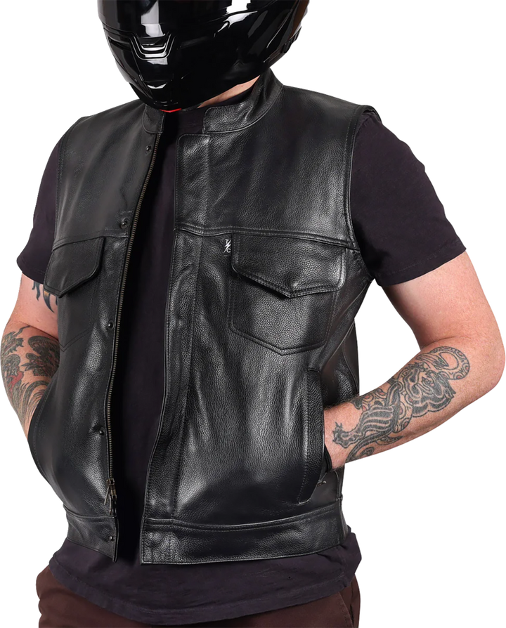 THRASHIN SUPPLY CO. Mulholland Leather Riding Vest - Black - 3XL TMJ-14-13