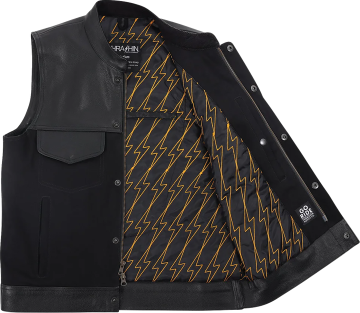 THRASHIN SUPPLY CO. Kanan Leather/Denim Riding Vest - Black - 2XL TMJ-13-12