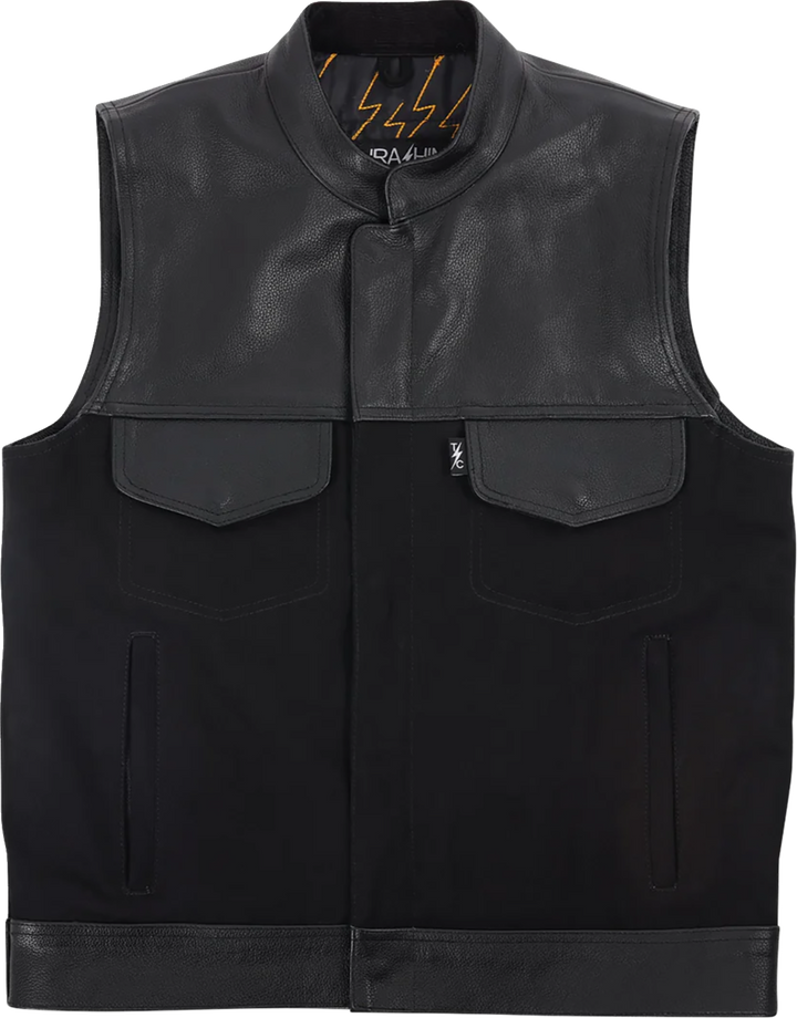 THRASHIN SUPPLY CO. Kanan Leather/Denim Riding Vest - Black - 3XL TMJ-13-13
