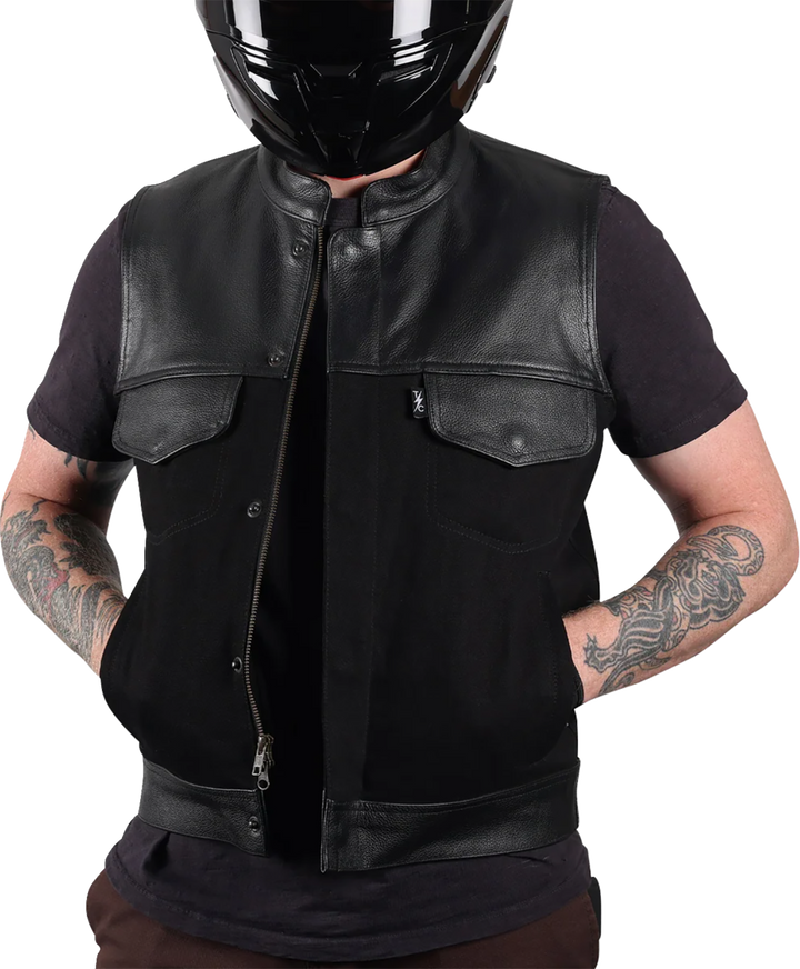 THRASHIN SUPPLY CO. Kanan Leather/Denim Riding Vest - Black - 2XL TMJ-13-12