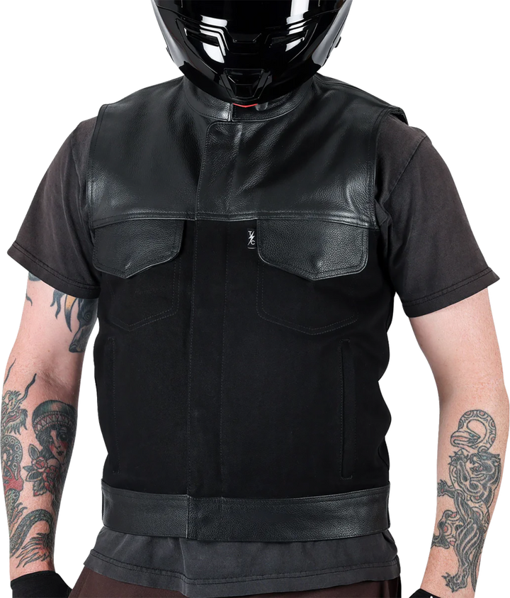 THRASHIN SUPPLY CO. Kanan Leather/Denim Riding Vest - Black - 2XL TMJ-13-12