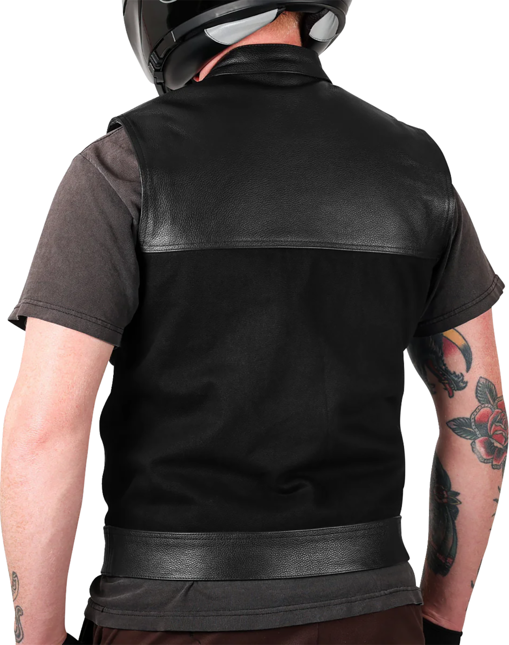 THRASHIN SUPPLY CO. Kanan Leather/Denim Riding Vest - Black - 2XL TMJ-13-12