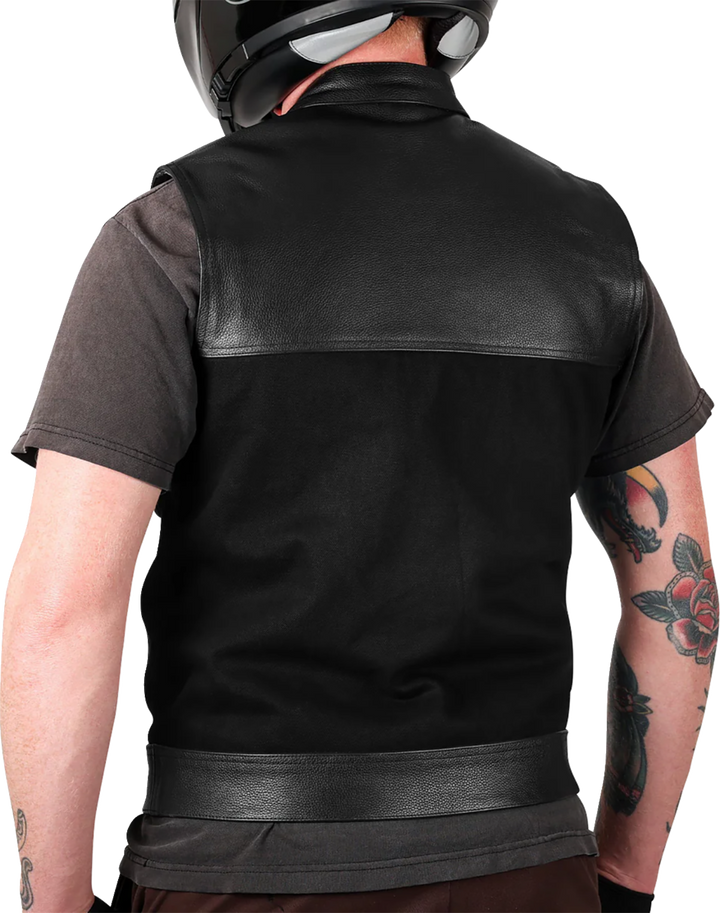 THRASHIN SUPPLY CO. Kanan Leather/Denim Riding Vest - Black - 2XL TMJ-13-12