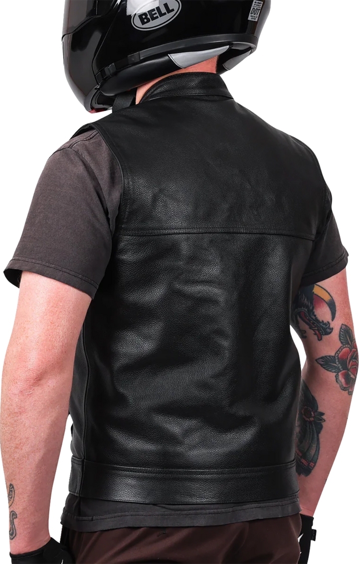 THRASHIN SUPPLY CO. Mulholland Leather Riding Vest - Black - Small TMJ-14-08