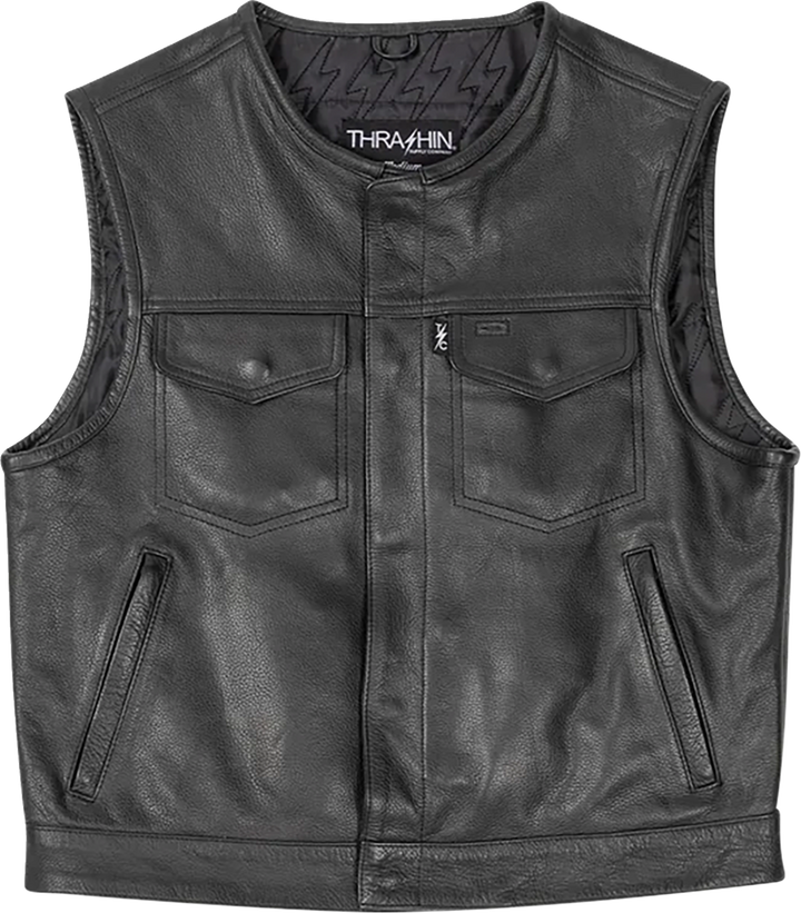 THRASHIN SUPPLY CO. Encinal Leather Shorty Riding Vest - Black - Medium TMJ-17-09