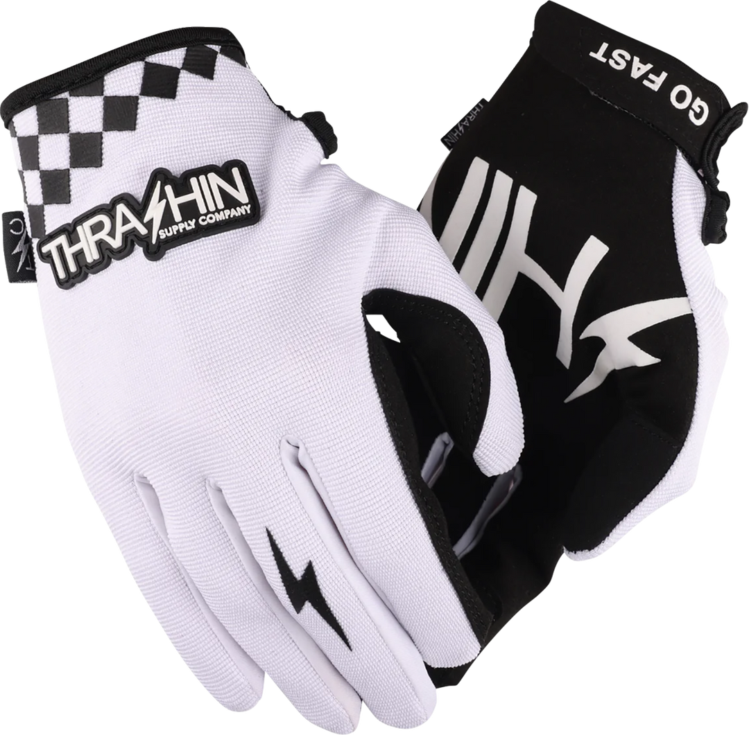 THRASHIN SUPPLY CO. Go Fast Stealth Gloves - White - Large SV1-10-10