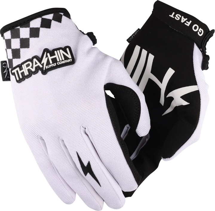 THRASHIN SUPPLY CO. Go Fast Stealth Gloves - White - Large SV1-10-10