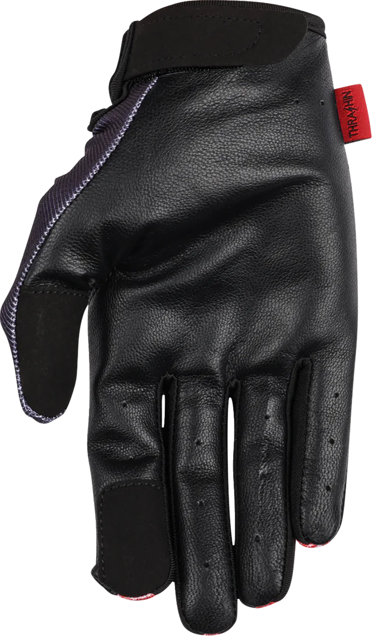 THRASHIN SUPPLY CO. Stealth Leather Palm Flame Gloves - Red - XL SV1-21-11