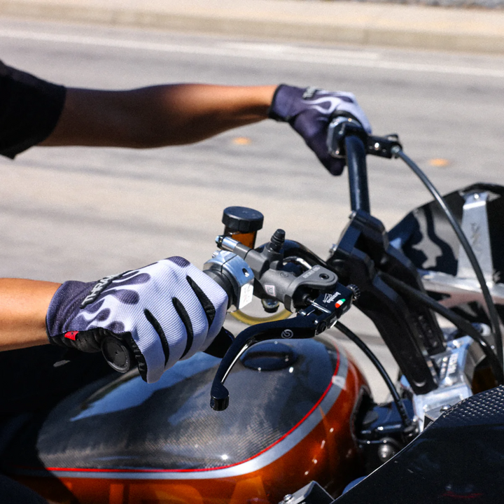 THRASHIN SUPPLY CO. Stealth Leather Palm Flame Gloves - Gray - Medium SV1-22-09