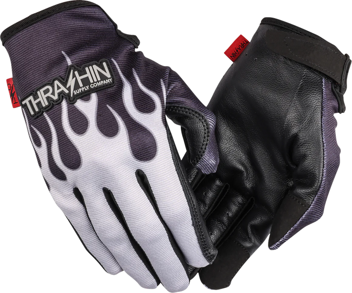 THRASHIN SUPPLY CO. Stealth Leather Palm Flame Gloves - Gray - XL SV1-22-11