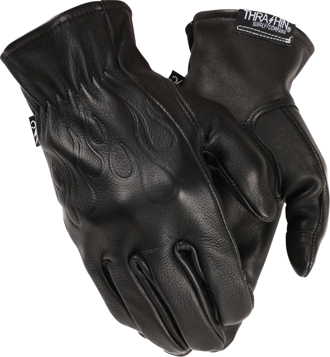 THRASHIN SUPPLY CO. Roper Leather Gloves - Black - Small TRG-01-08