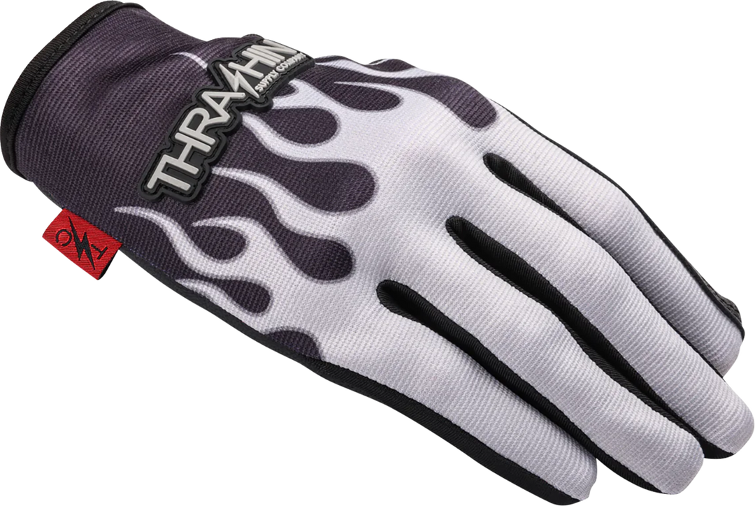 THRASHIN SUPPLY CO. Stealth Leather Palm Flame Gloves - Gray - Large SV1-22-10