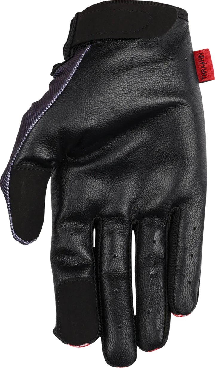 THRASHIN SUPPLY CO. Stealth Leather Palm Flame Gloves - Red - Medium SV1-21-09
