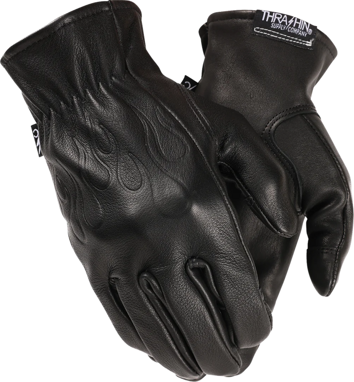 THRASHIN SUPPLY CO. Roper Leather Gloves - Black - 3XL TRG-01-13