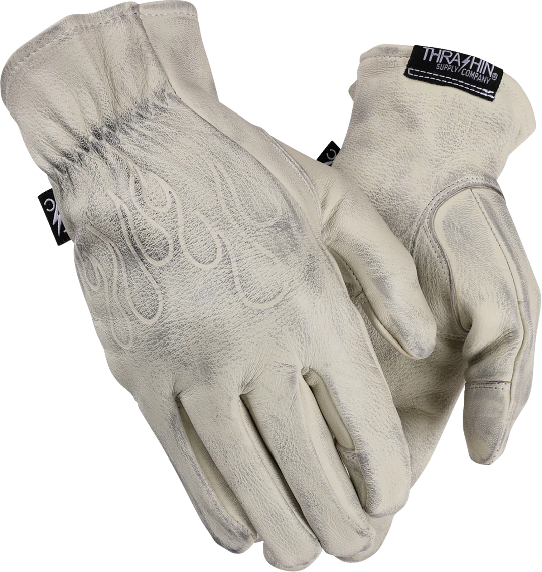 THRASHIN SUPPLY CO. Roper Leather Gloves - Bone White - Medium TRG-00-09