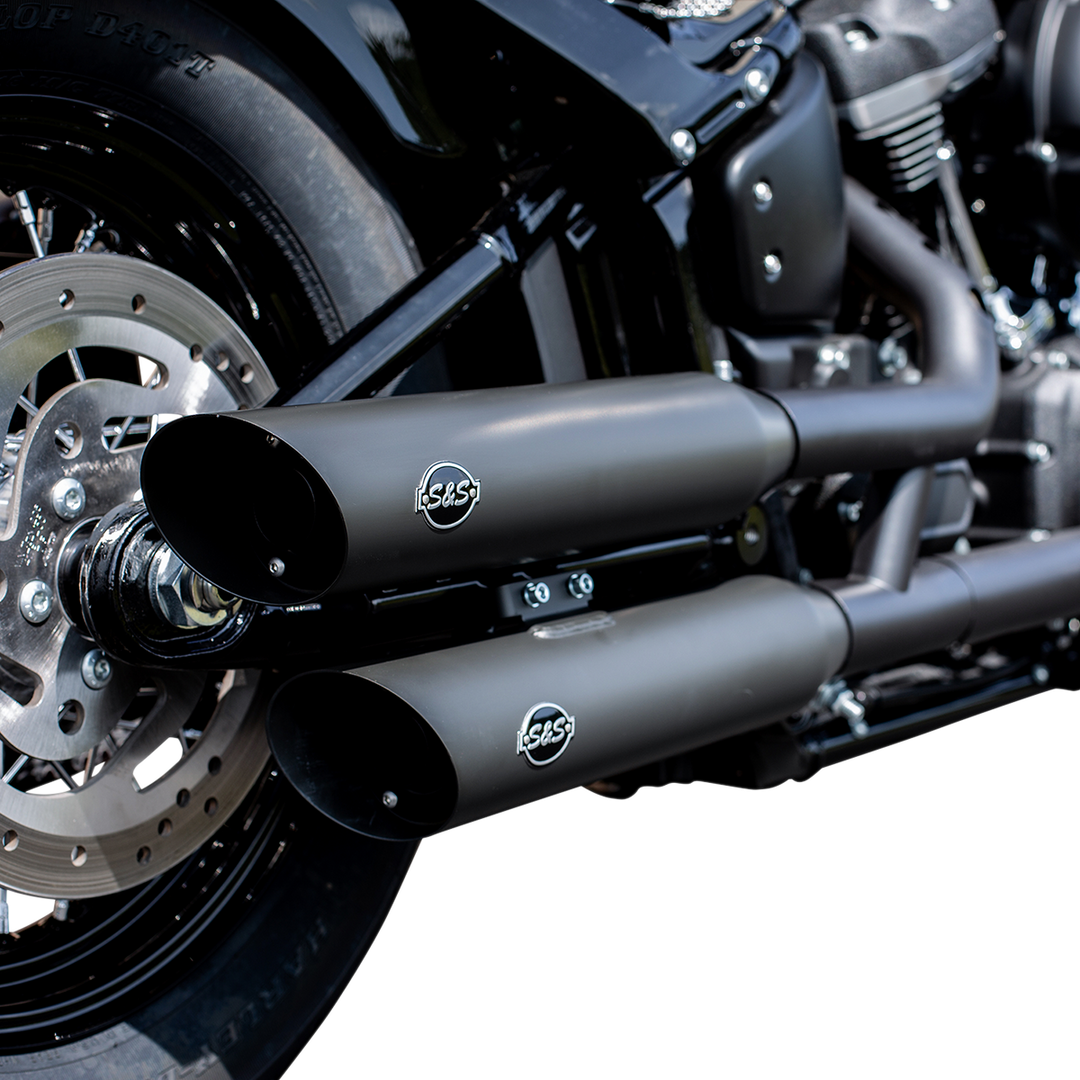 S&S CYCLE Slash-Cut Slip-On Mufflers - Race - Black - FLFB 550-0735
