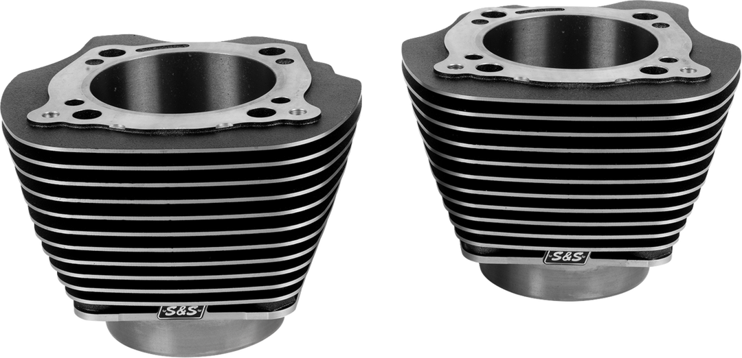 S&S CYCLE Cylinder Set - 4.320" Bore - Unhoned - Black Granite w/Highlighted Fins - M8 910-1007A