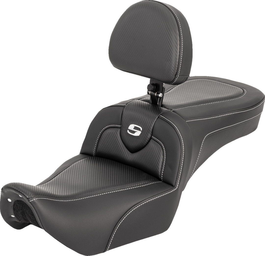 SADDLEMEN RoadSofa™ Seat - with Backrest - Carbon Fiber - RH975 '22-'25 822-11-185BR