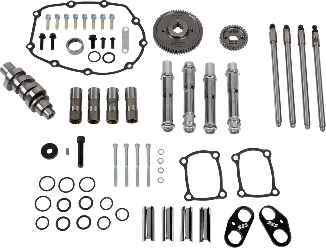 S&S CYCLE Camshaft Kit - 496 Gear Drive - Chrome Pushrod Tubes - M8 310-1413