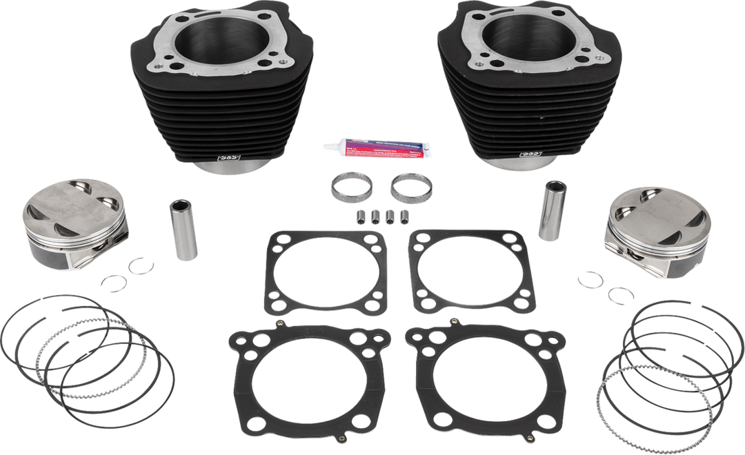 S&S CYCLE 136" Cylinder Kit - 4.625" Stroke - Wrinkle Black w/o Highlighted Fins - M8 910-0849A