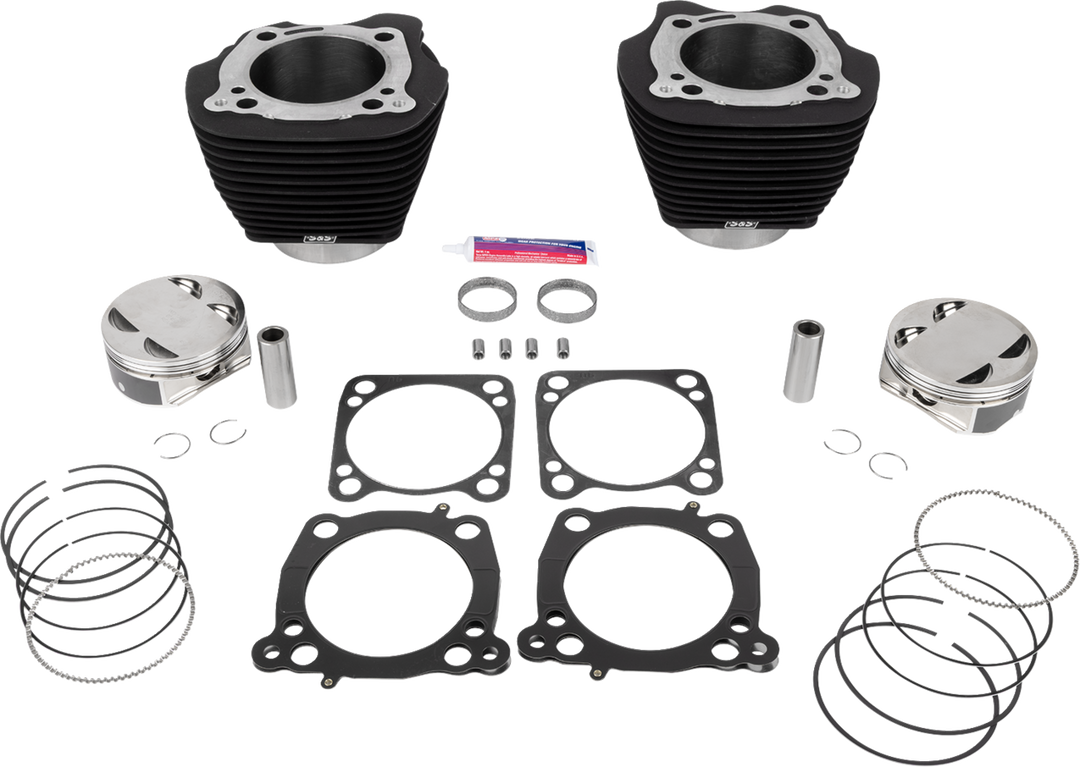 S&S CYCLE 132" Cylinder Kit - 4.500" Stroke - Wrinkle Black w/o Highlighted Fins - M8 910-0846A