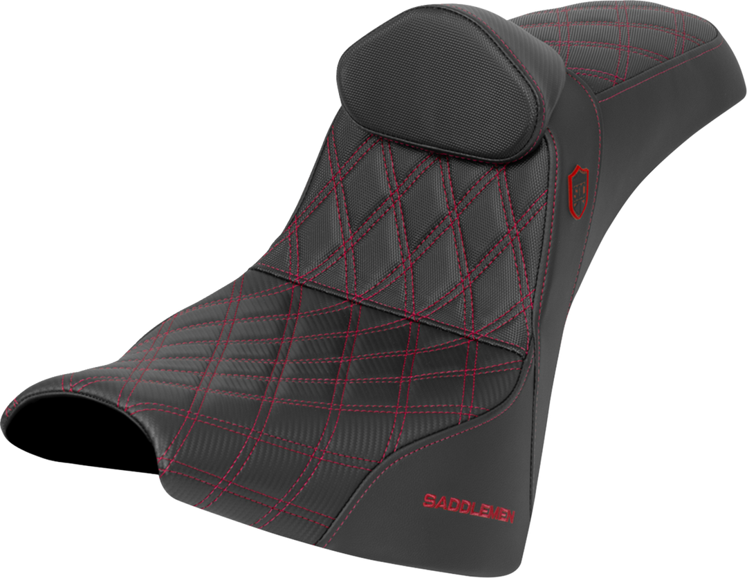 SADDLEMEN Pro Series SDC Performance Seat - w/ Backrest - Red Stitch - Gripper - FXBB/FXST '18-'25 SC81830DB4