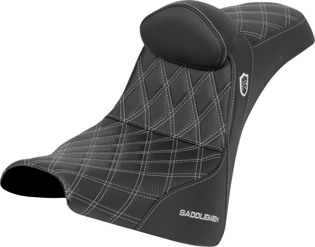 SADDLEMEN Pro Series SDC Performance Seat - w/ Backrest - Silver Stitch - Gripper - FXBB/FXST '18-'25 SC81830DB5