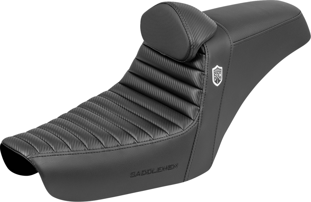 SADDLEMEN Step-Up Seat - Gripper - Tuck-n-Roll - Black - with Backrest - FXD '96-'03 SC89604TB