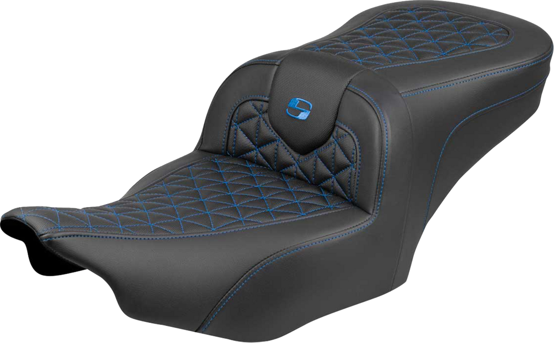 SADDLEMEN Roadsofa™ Seat - without Backrest - Blue Stitch - FLH/FLT '23-'25 823-07-21001