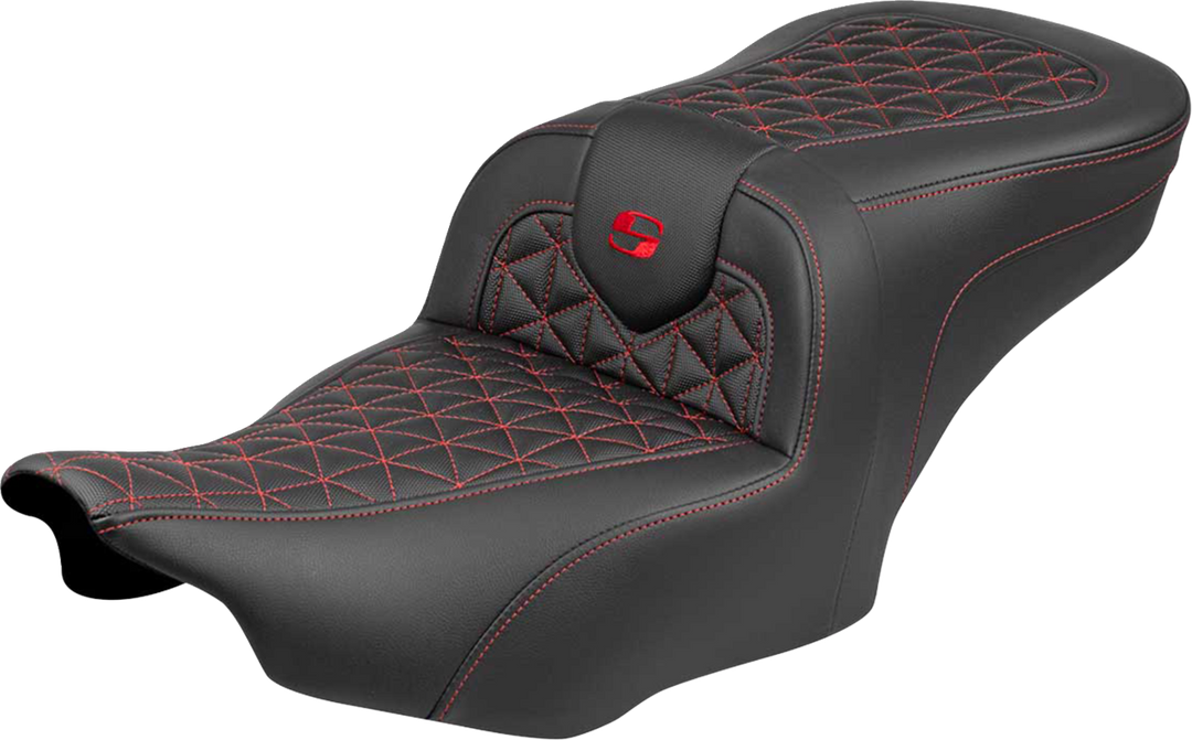 SADDLEMEN Roadsofa™ Seat - without Backrest - Red Stitch - FLH/FLT '23-'25 823-07-21004