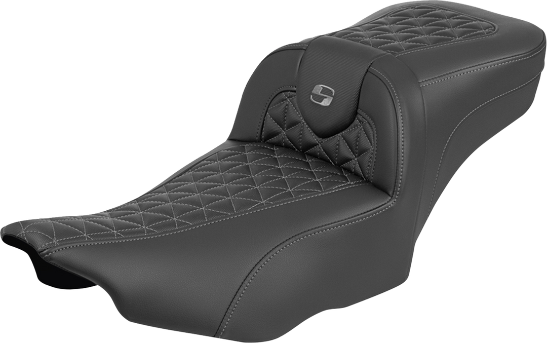 SADDLEMEN Roadsofa™ Extended Reach Seat - without Backrest - Tri-Gripper Gray Stitch - FLH/FLT '23-'25 823-07-21102