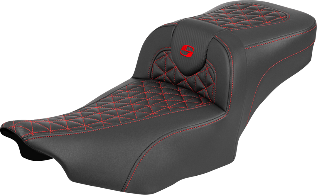 SADDLEMEN Roadsofa™ Extended Reach Seat - without Backrest - Red Stitch - FLH/FLT '23-'25 823-07-21104