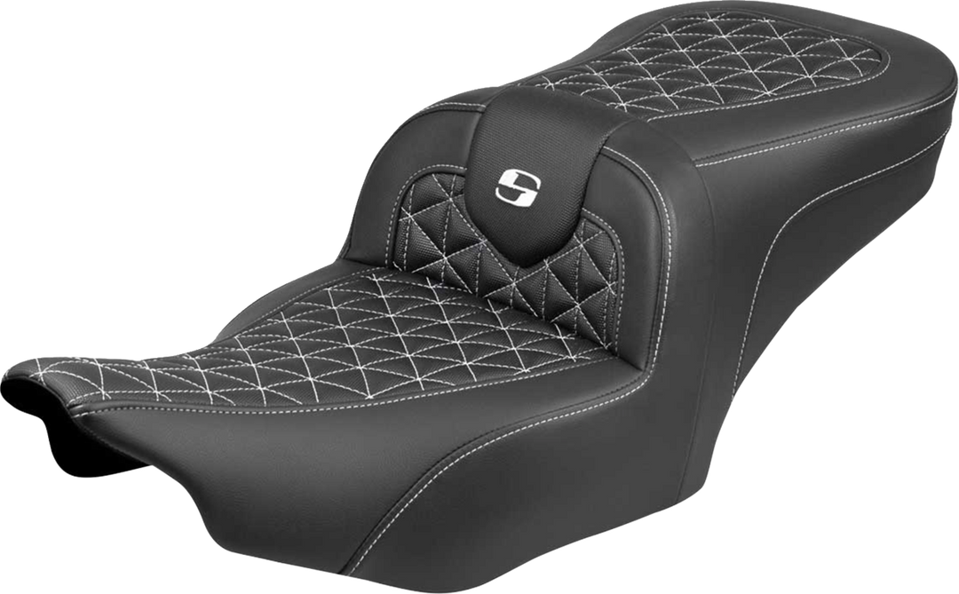 SADDLEMEN Roadsofa™ Seat - without Backrest - White Stitch - FLH/FLT '23-'25 823-07-21006