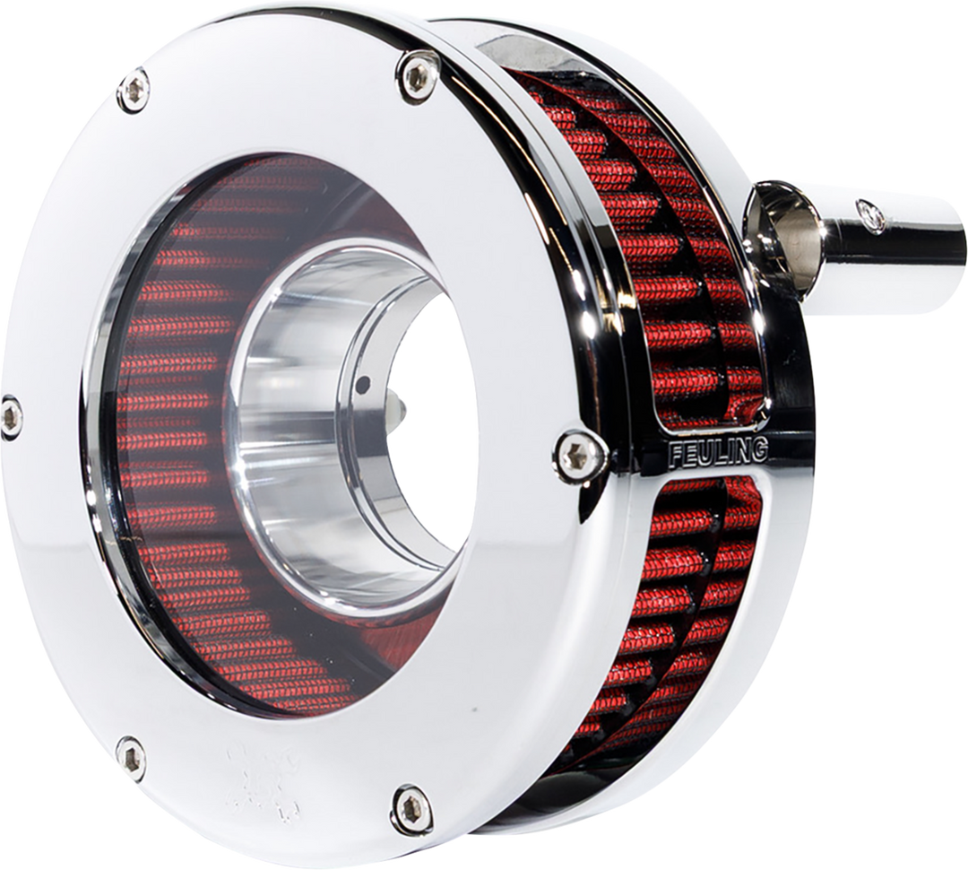 FEULING PARTS BA Slim Air Cleaner Kit - Chrome/Clear - Red Filter - Twin Cam 5448-S