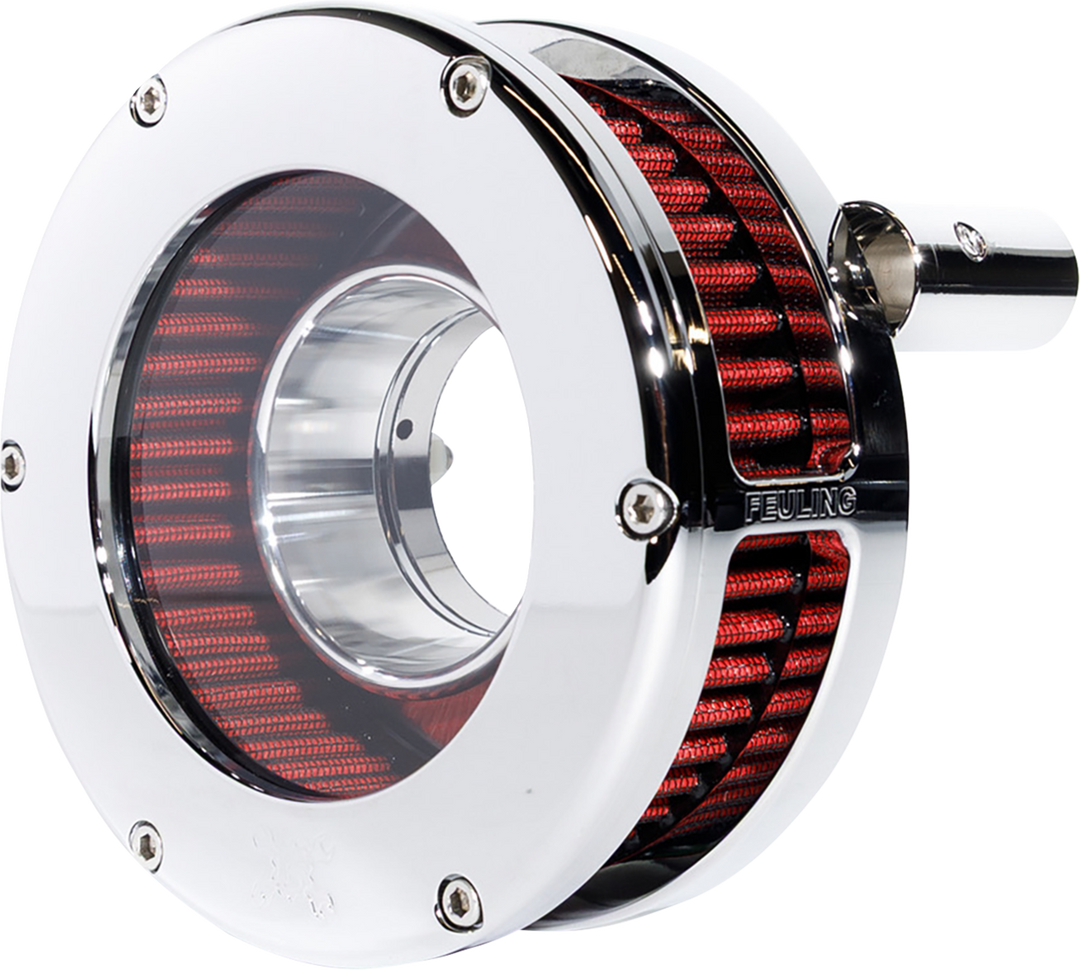 FEULING PARTS BA Slim Air Cleaner Kit - Chrome/Clear - Red Filter - '08-'17 Twin Cam 5458-S