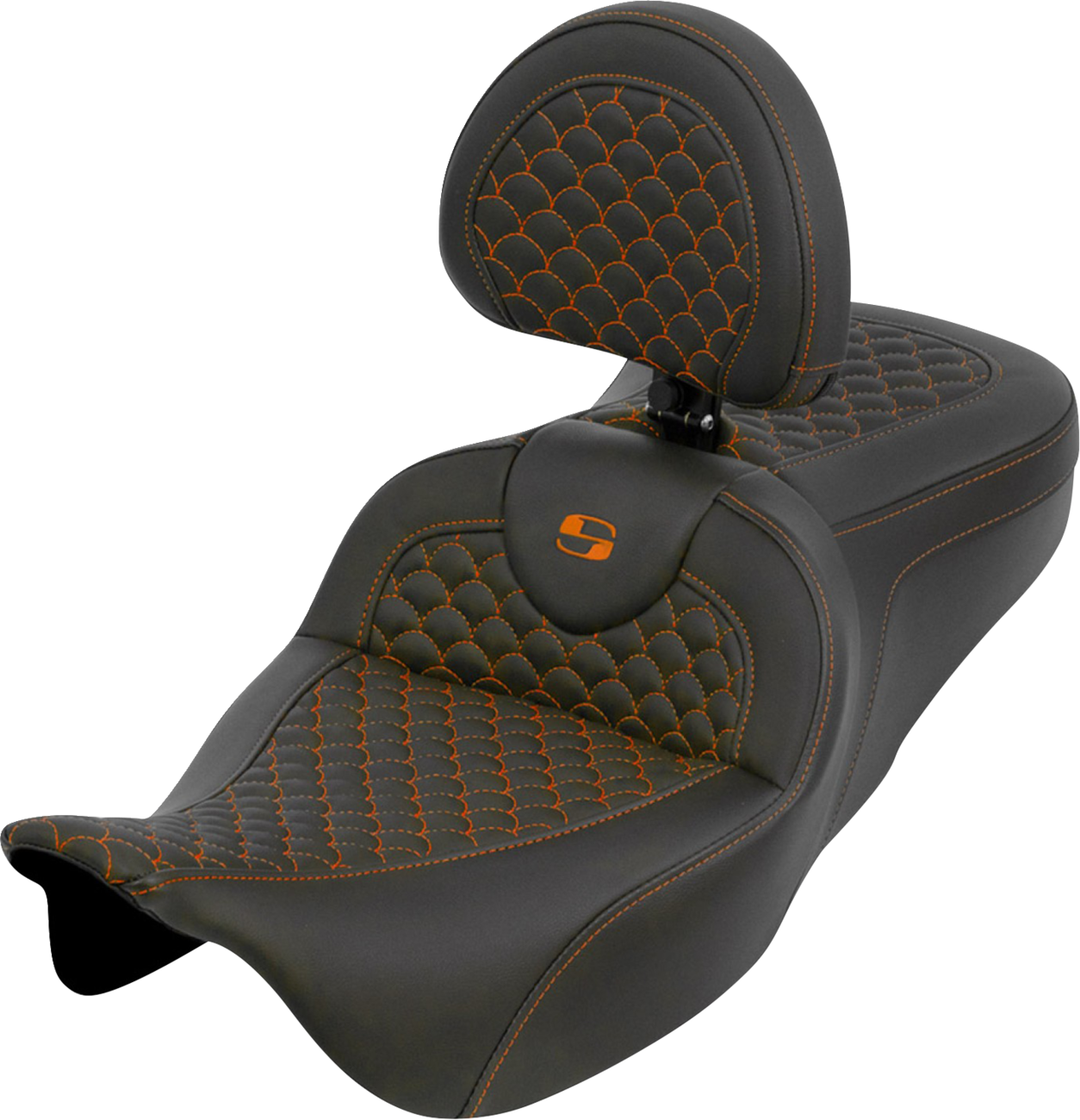 Orange Razor Seats SADDLEMEN Roadsofa™ Seat - Dragon Scale - Orange Stitch - with Backres ...