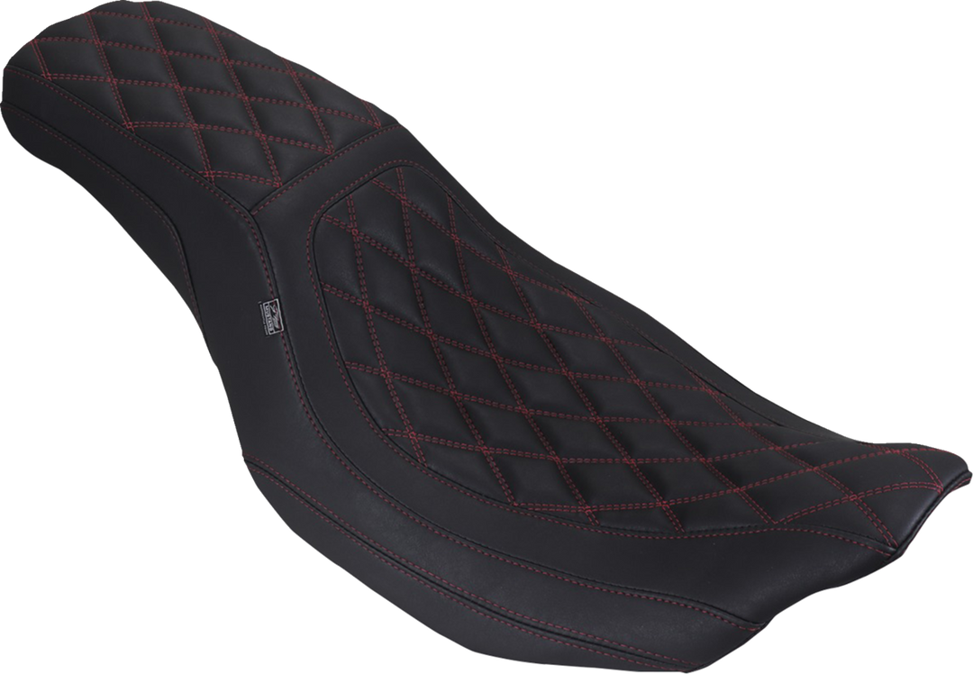 MUSTANG Low Squareback Seat - Double Diamond - Dark Cherry Stitch - FLH/FLT '23-'26 88514DC