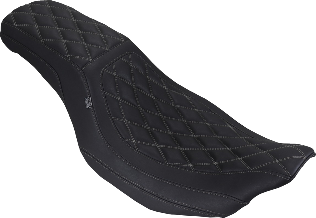 MUSTANG Low Squareback Seat - Double Diamond - Gun Metal Gray Stitch - FLH/FLT '23-'26 88514GM