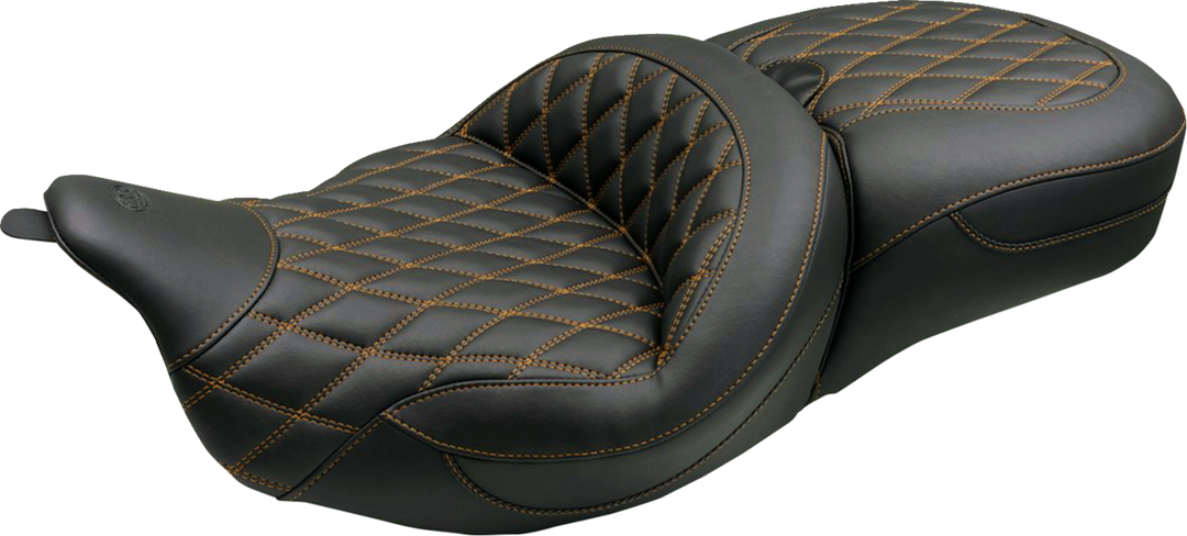 MUSTANG Super Touring Seat - Double Diamond - Toast Stitch FLH/FLT '08-'25 89538T