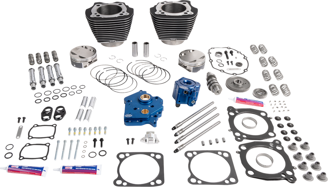 S&S CYCLE 129" Power Package - HPT496 - Gear Drive - Oil Cooled - Black with Highlights - 107" M8 310-1399
