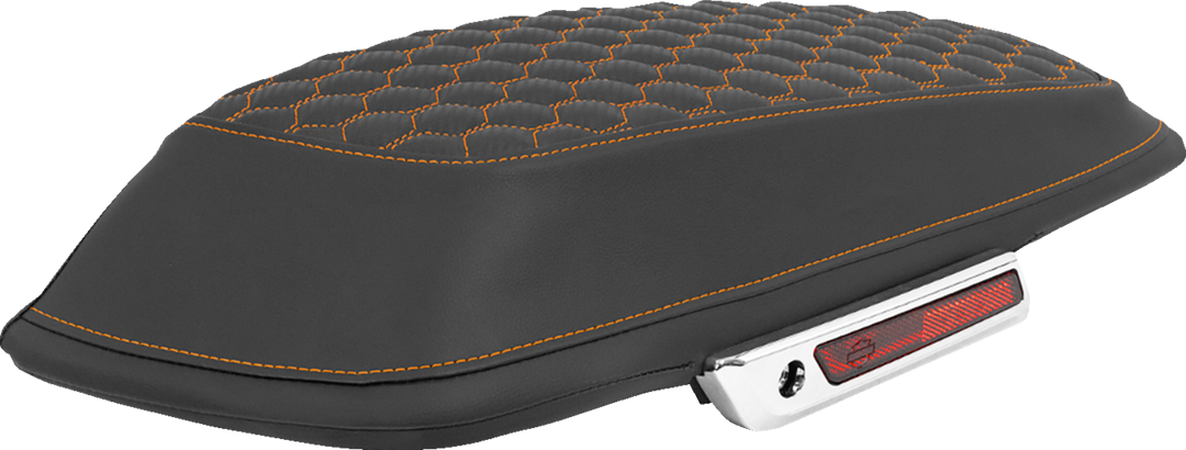 SADDLEMEN Saddlebag Lid Covers - Honeycomb - Orange Stitch - FLT/FLH '14-'25 L870-14-19003