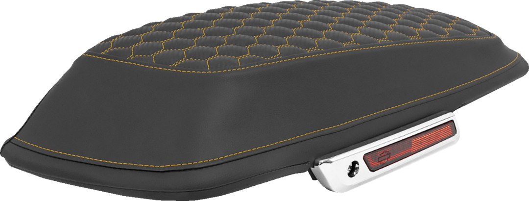 SADDLEMEN Saddlebag Lid Covers - Honeycomb - Gold Stitch - FLT/FLH '14-'25 L870-14-19007
