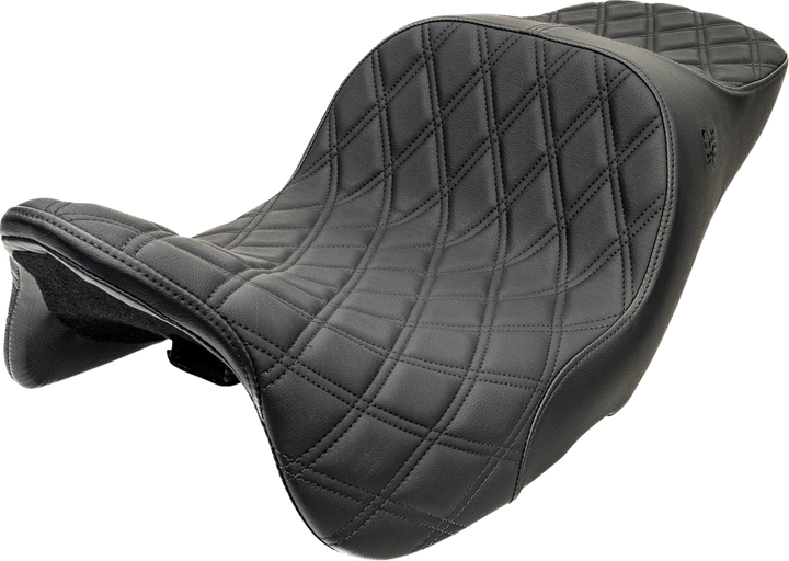 SLYFOX Chariot Seat - Black Double Diamond Stitch - Black Logo - FLH/FLT '09-'23.5 4723C