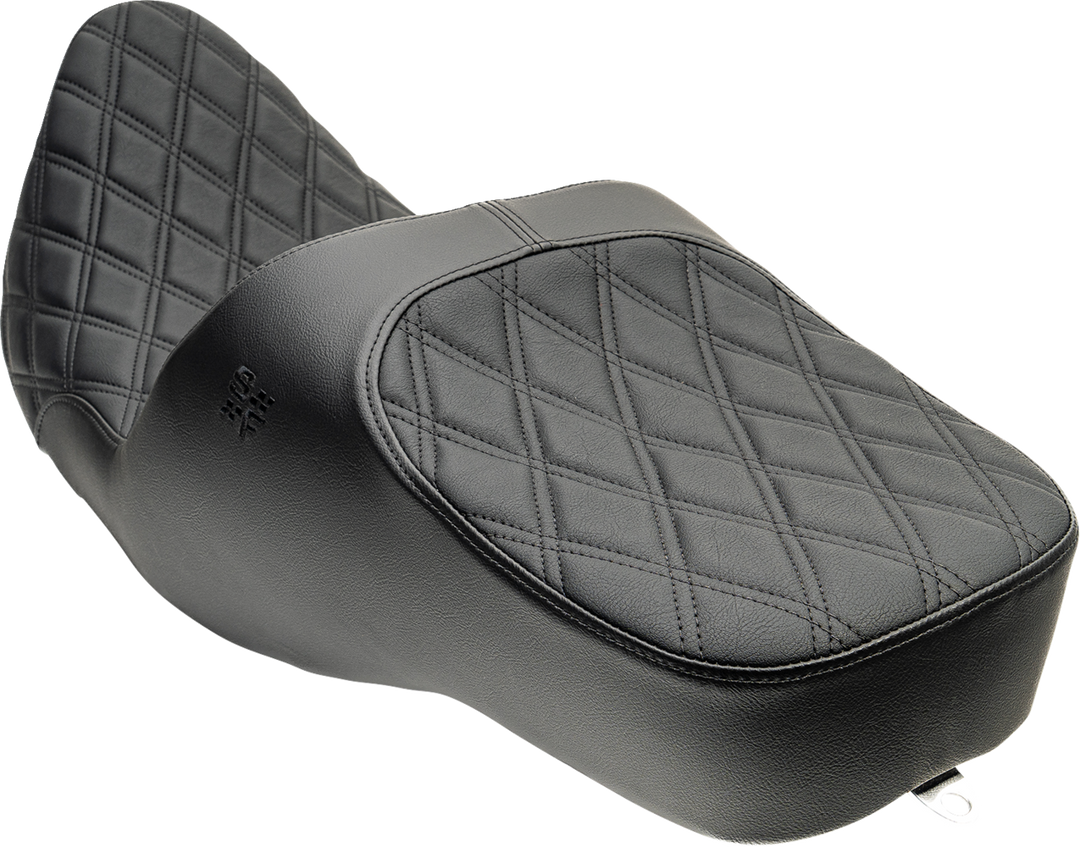 SLYFOX Chariot Seat - Black Double Diamond Stitch - Black Logo - FLH/FLT '09-'23.5 4723C