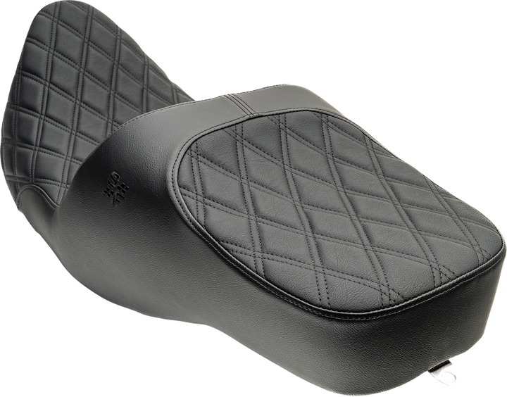 SLYFOX Chariot Seat - Black Double Diamond Stitch - Black Logo - FLH/FLT '09-'23.5 4723C