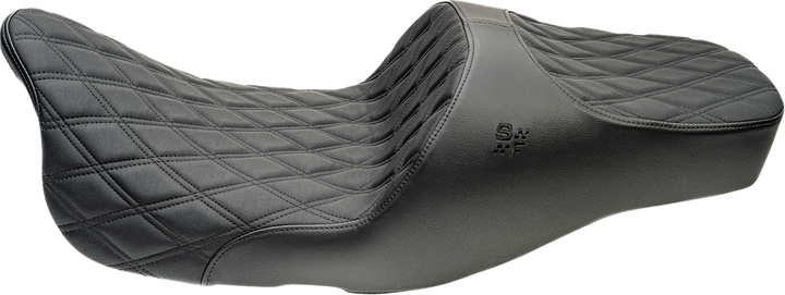 SLYFOX Chariot Seat - Black Double Diamond Stitch - Black Logo - FLH/FLT '09-'23.5 4723C