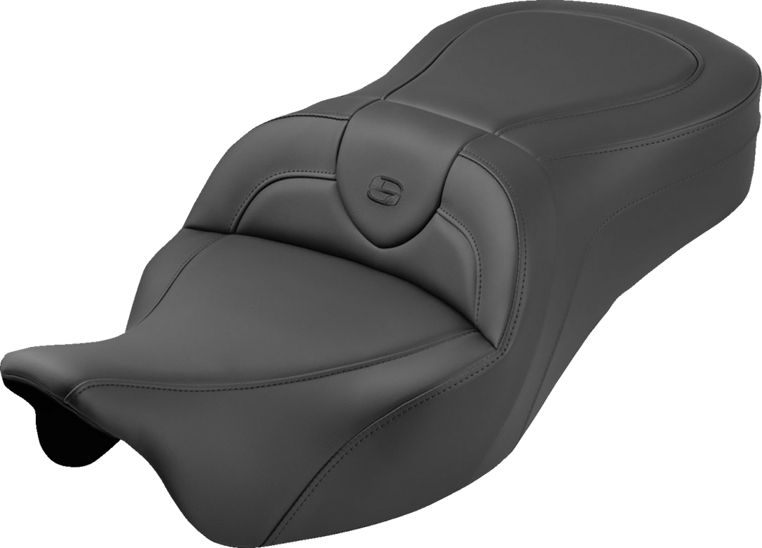 SADDLEMEN Roadsofa™ King Seat - No Backrest - Plain - Black Stitch - FLH/FLT '08-'25 808-07B-187S
